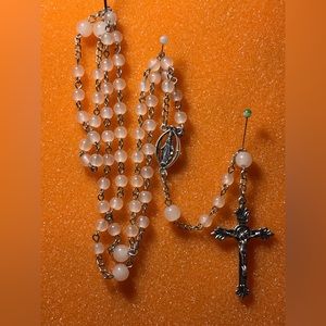 Light pink glass bead rosary